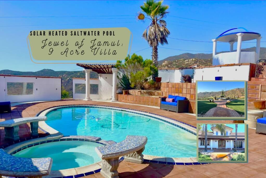 Private Home On 10 Acres - Heated Salt Pool & Jacuzzi, Mountain & City Views, Horseshoes, Basketball, Bbq, Golf Putting, Foosball, Croquet, Bose Stereo, White Cotton Bedding - Hilltop Hacienda, Pool Heat Optional Jamul Eksteriør bilde